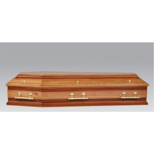 Premium Solid OAK Coffin - The Regency - Two Tone High Gloss Finish